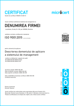 model certificat microcert 9001