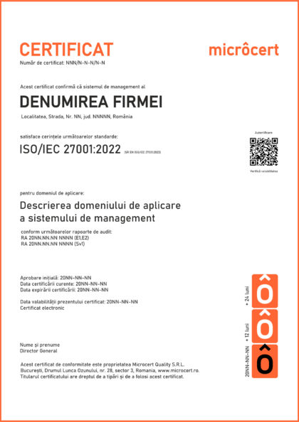 model certificat microcert SI