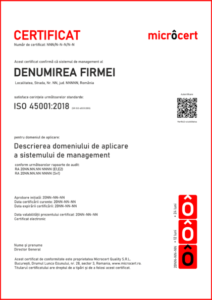 model certificat microcert SSO