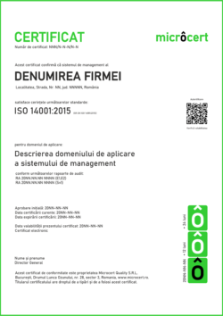 model certificat microcert iso 14001